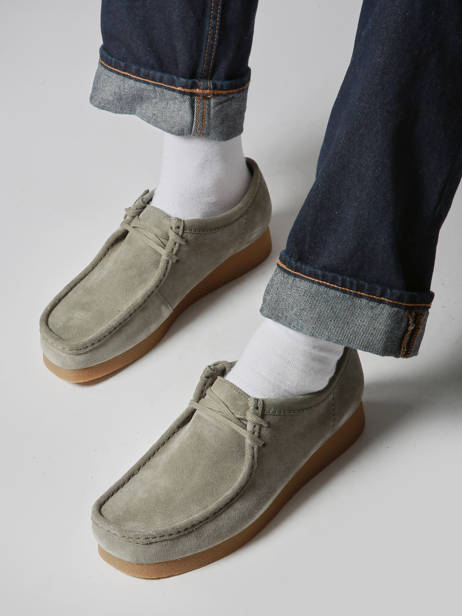 Mocassins Wallabee Uit Leder Clarks Groen men 26183447 ander zicht 1
